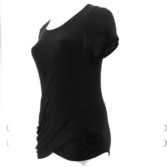 NWOT Skinnygirl Hannah Drape Front Short Sleeve Tee Medium BLACK - Picture 6 of 16